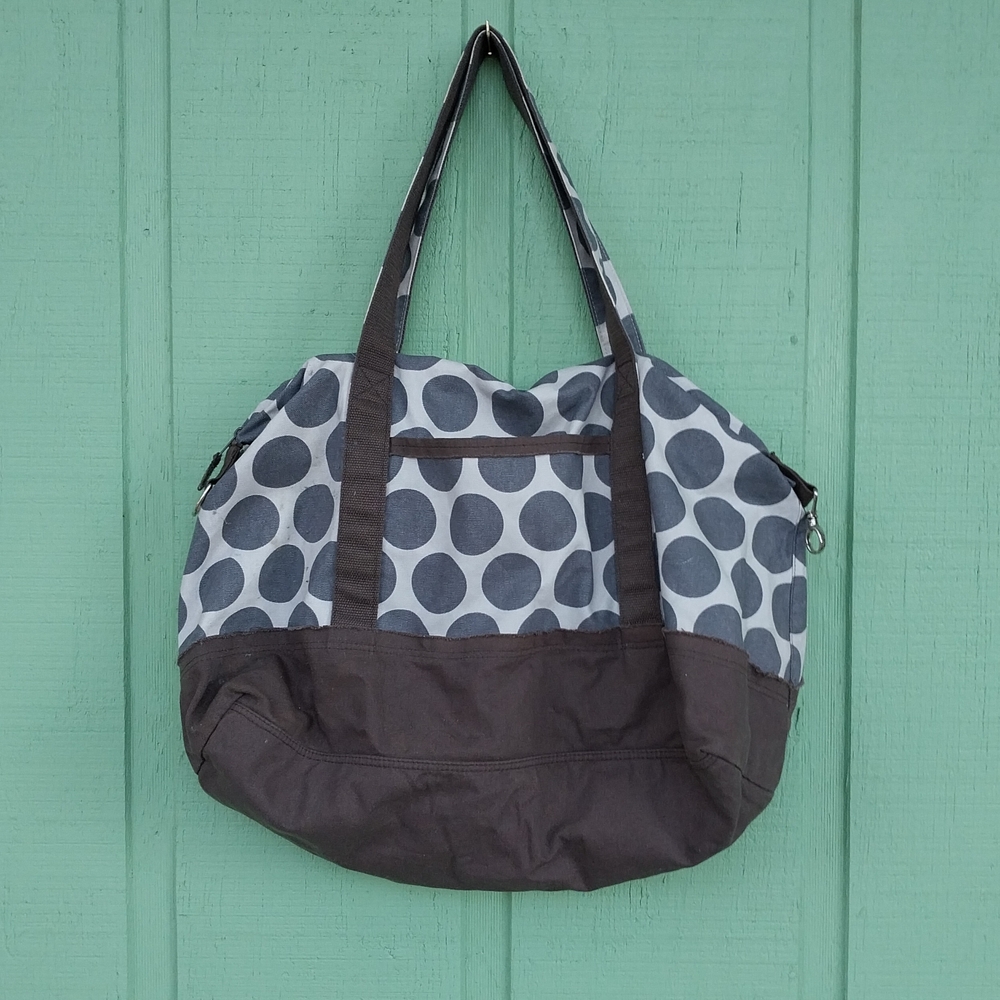 Thirty-One Gray and Black Polka Dot Tote